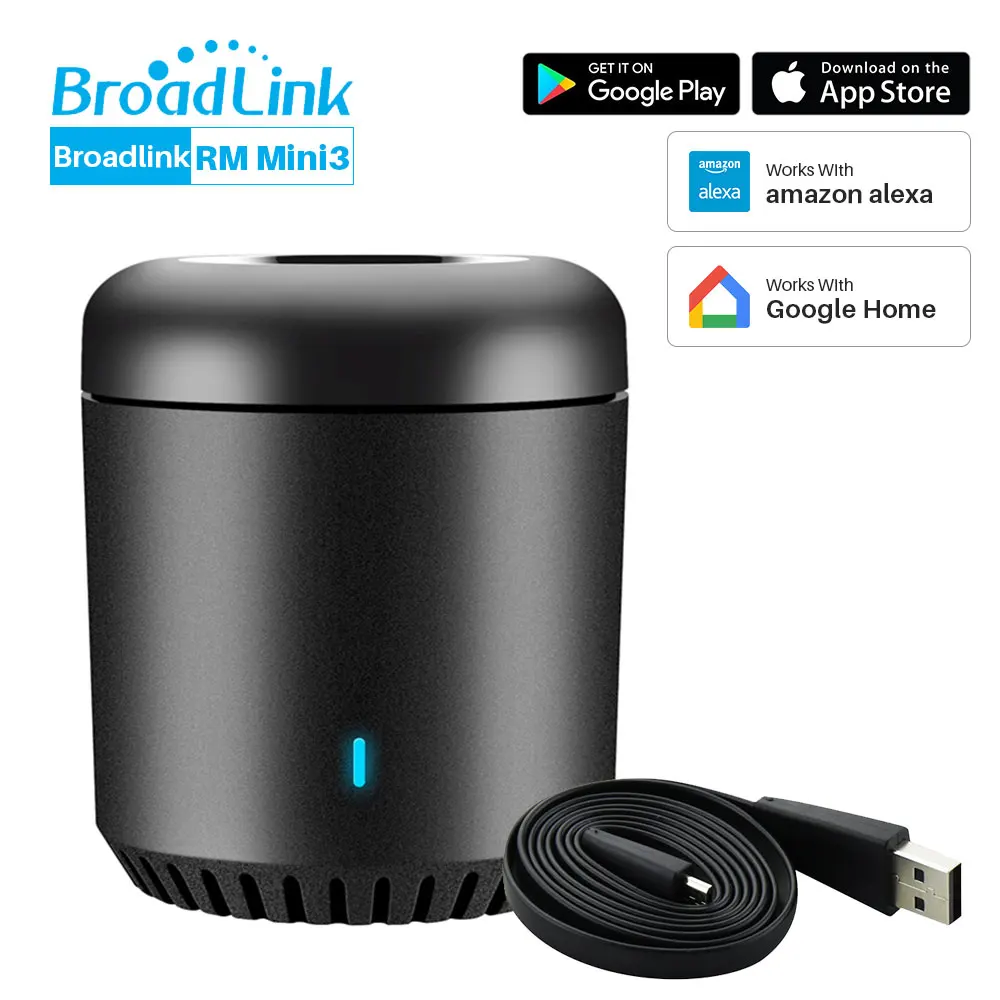 

Broadlink RM Mini 3 Universal WiFi 4G IR Remote Controller Via APP Control Smart Home Works With Alexa Echo Google Home Mini