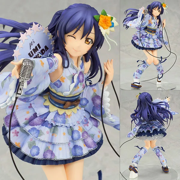 

Free Shipping 8.2" Love Live! Sonoda Umi Kimono Bathrobe Microphone Boxed 21cm PVC Action Figure Collection Model Toy Doll Gift