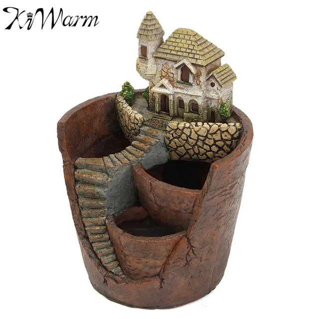 Kiwarm Mini House Figurines Resin Flower Pot For Herb Cacti Kiwarm Mini House Figurines Resin Flower Pot For Herb Cacti Succulent Plants Planter Home Garden Micro