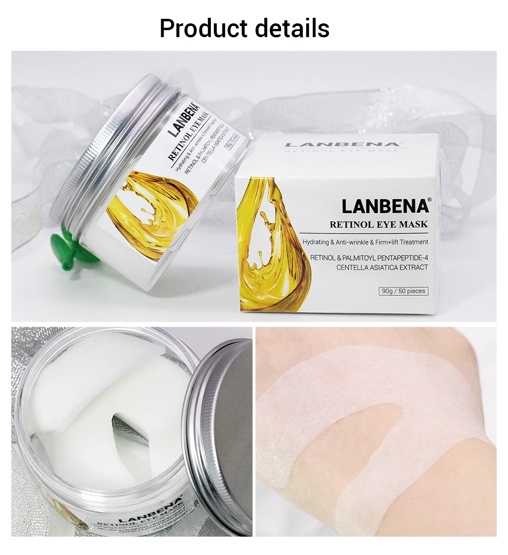 LANBENA ретинол маска для глаз повязка для глаз уменьшает темные круги анти возраст анти-отечность подтягивающий Укрепляющий Крем Сыворотка для глаз уход за кожей 50 шт