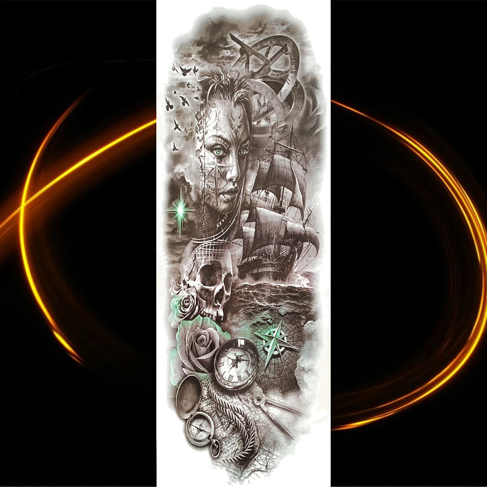 3D Арес воин большая рука Временные татуировки для женщин девушек мужчин большие ноги водонепроницаемый поддельные Марс Бог татуировки стикер бумага - Цвет: HTQB070