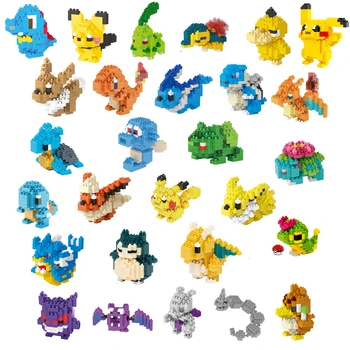 

129-419pcs 216-240 block Action Figures Kawaii 3D Pikaqiu Japan Anime Cartoon Plastic Building Bricks Game DIY Model Toys