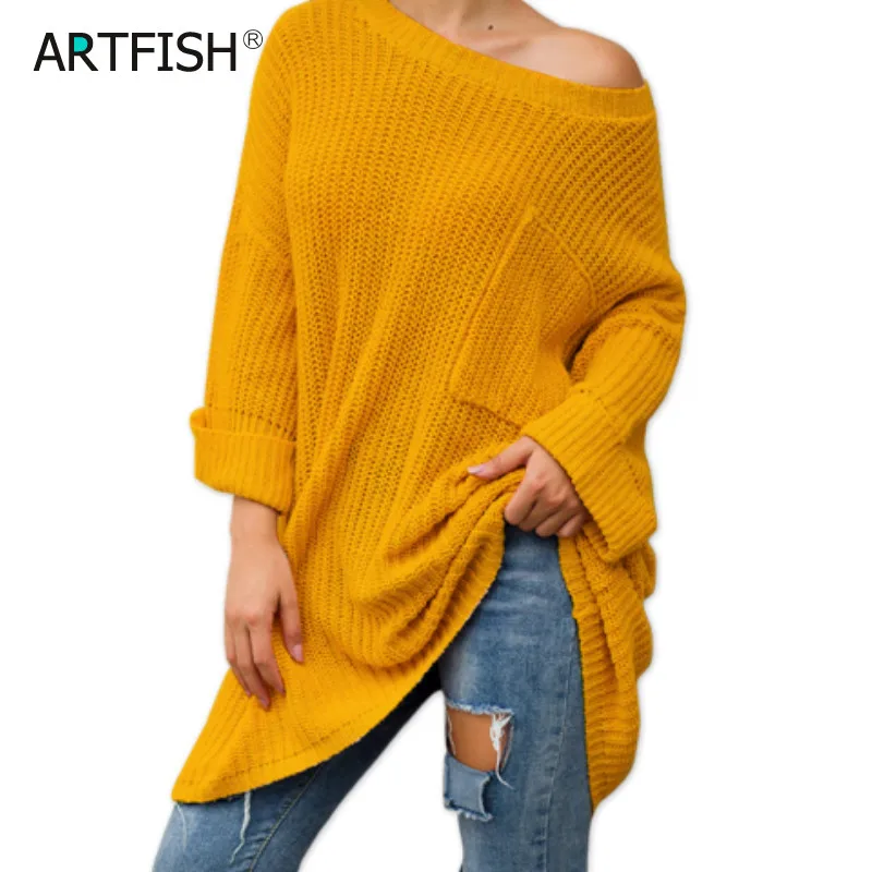 

Winter Off Shoudler Loose Casual Women Sweaters Pullovers Autumn Long Sweaters Ladies Lazy Style Sweater Pocket Outwears GV698