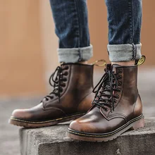 MYCOLEN Top Brand Men Boots Leather Vintage Martin Boots Couples Shoes Winter Outdoor Working Ankle Boots Scarpe Uomo Invernali