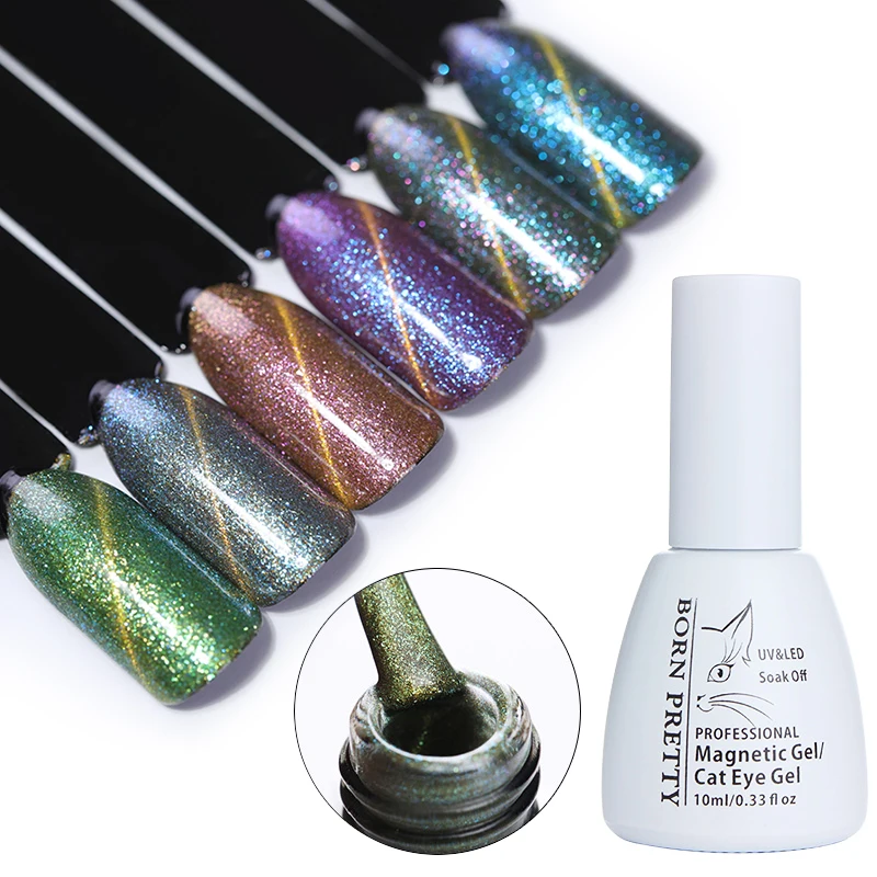 

BORN PRETTY Chameleon Cat Eye Nail Gel Polish 10ml Magnetic Cat Eye UV Gel Manicure Art UV LED Gel Black Base Color Needed