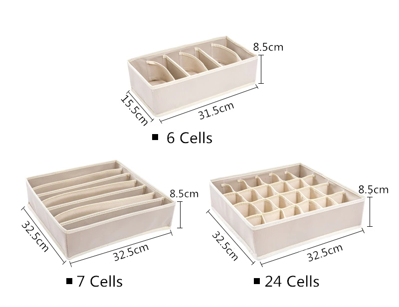 3pcs/set Underwear Drawer Organizers For Home Folding Bra Socks Storage Organizadores With Zipper Non-Woven Underwear Organizer