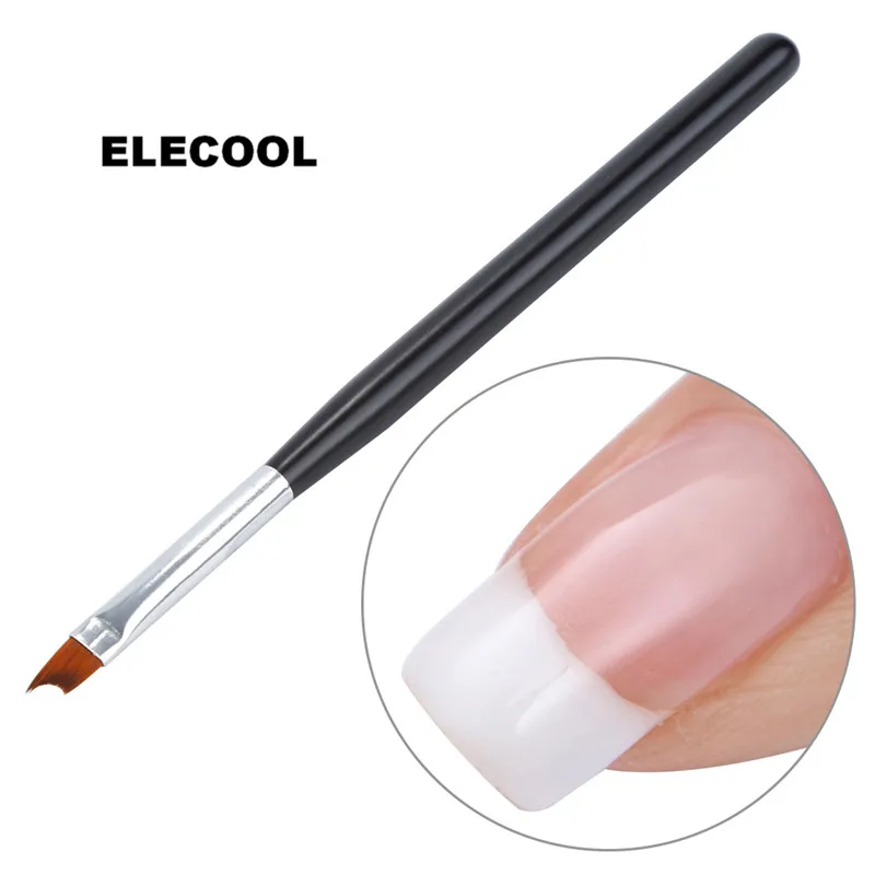 

ELECOOL 4 Colors Nail Half Moon French Pen Pole Pendant French Crescent Pen Wood Handle Pencil Paint Pen Manicure Nail Art