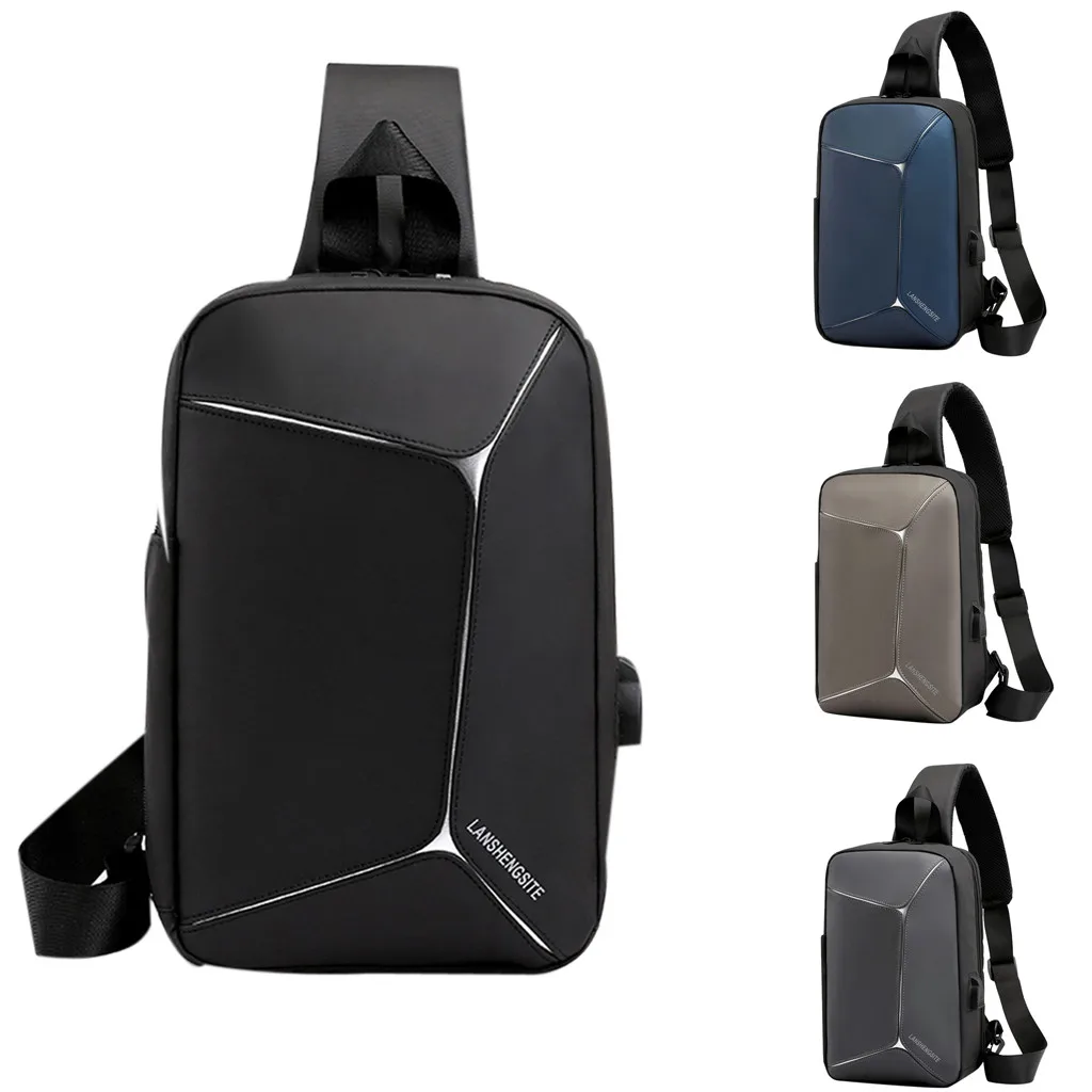 Aelicy Мужская водонепроницаемая дизайнерская сумка через плечо, нейлоновая сумка-мессенджер с Usb, модная дорожная нагрудная сумка с буквенным принтом, спортивная сумка для телефона