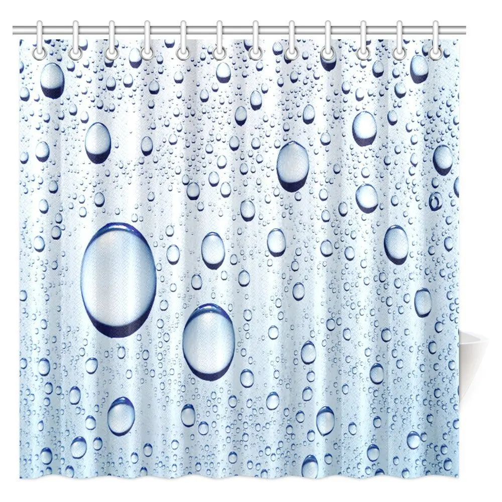 Water Bubbles Shower Curtain, Water Drops Polyester Fabric Bathroom Shower Curtain Extra Long