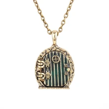 Medallón de puerta collar Shire Frodo Bilbo Baggins Vintage antiguo oro JRR Tolkien colgante esmalte película joyería hombres mujeres al por mayor