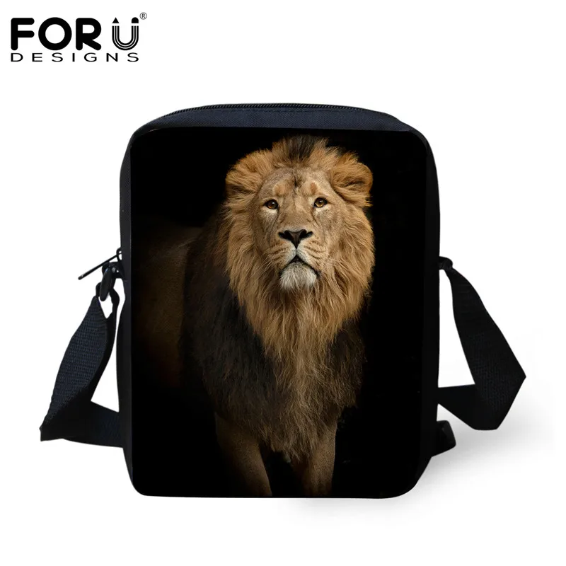 FORUDESIGNS/крутые сумки с принтом льва для детей, для мальчиков, брендовые дизайнерские детские мини сумки через плечо, повседневные сумки на плечо - Цвет: H1987E