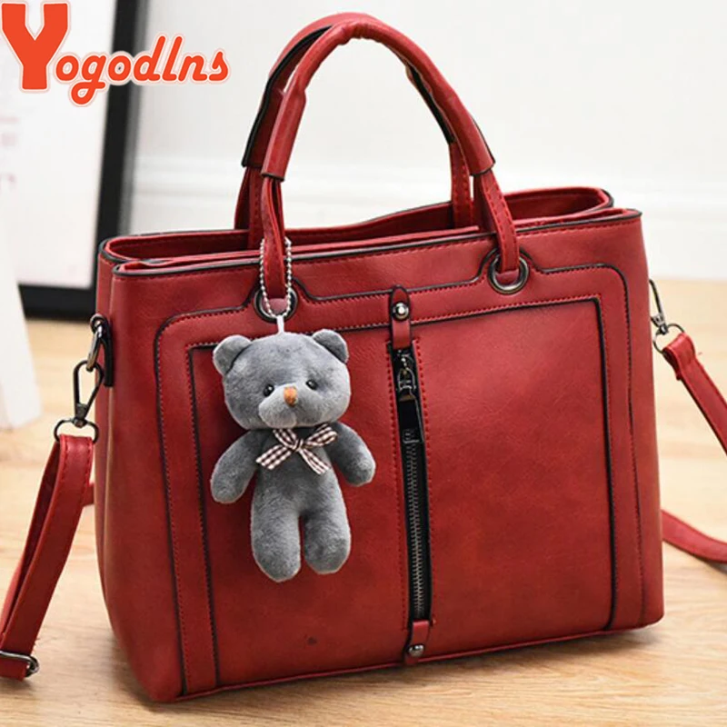 Yogodlns متوسط كبير قدرة السيدات اليد سستة الدب حزام موضوع التسوق مكتب المرأة crossbody حقيبة كتف حقائب