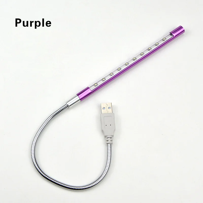USB СВЕТОДИОДНЫЙ светильник для книг, ноутбука, чтения книг, Ночной светильник, гибкая USB лампа для книг, мини светодиодный светильник Kitap Okuma Lambasi - Испускаемый цвет: Purple 10 leds