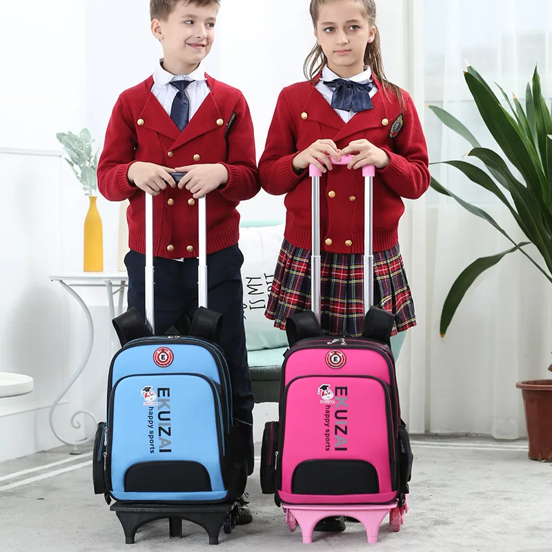 

Kids backpack girls Wheeled school bag waterproof wear resisting boys school bags elementary school students draw bar suitcase