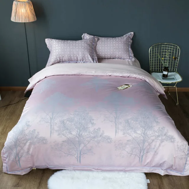 pink silk bedding sets bedclothes sheets full queen king size 1000tc pattern sheets full