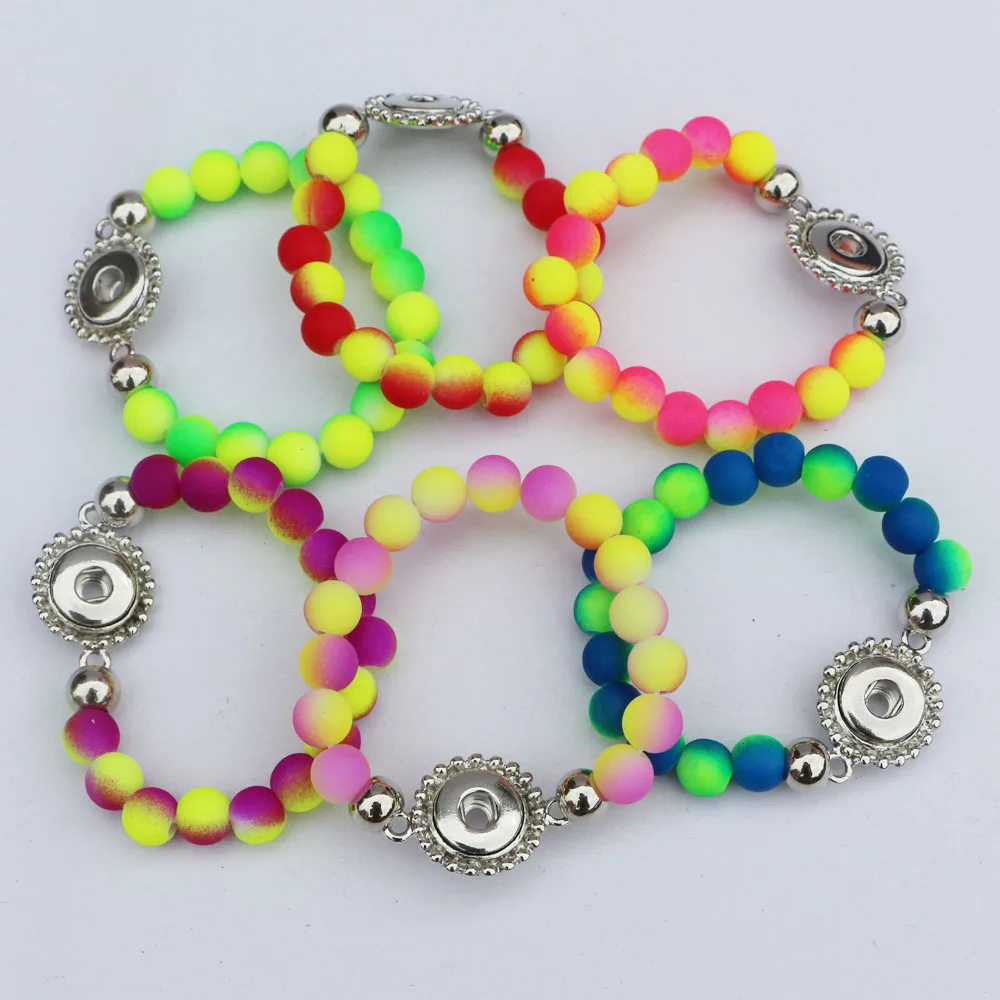 12pc/lot 6colors Candy Double Color Rubber Beads Children Bracelets