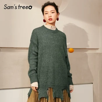 

Samstree Solid Urban Gypsy tassel Pullovers Sweater Women 2019 Autumn Drop Shoulder Long Sleeve Casual Office Ladies Sweaters