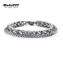 Мужской Двойной браслет из нержавеющей стали, подарки для мальчиков, мужские звенья цепи, аксессуары, рок Шарм, ручная цепочка, браслеты для мужчин