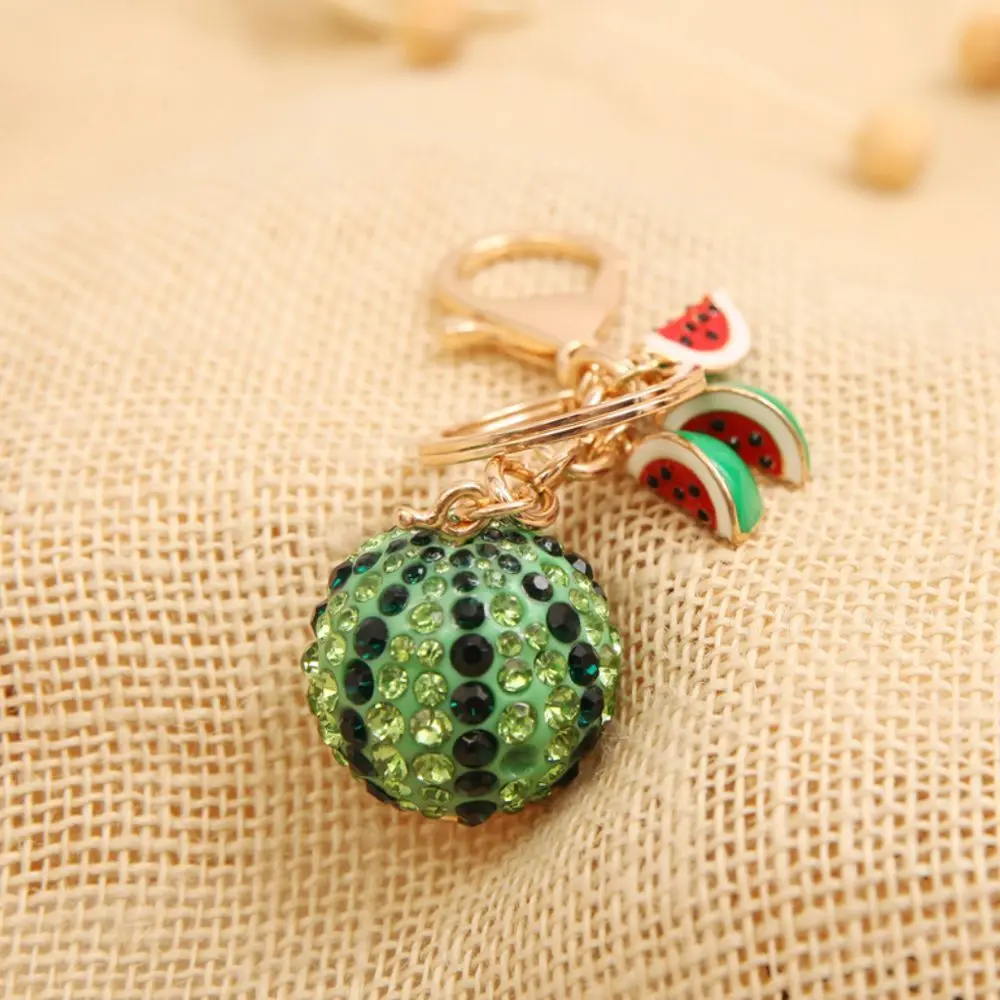 Cute Watermelon Keychain Full Rhinestone Crystal Keyring Car Key Chain Women Key Holder Ring