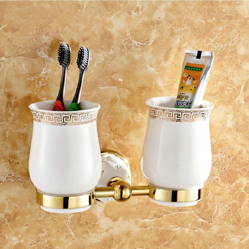Free Shipping European Style Luxury Gold Plated Diamond Toothbrush