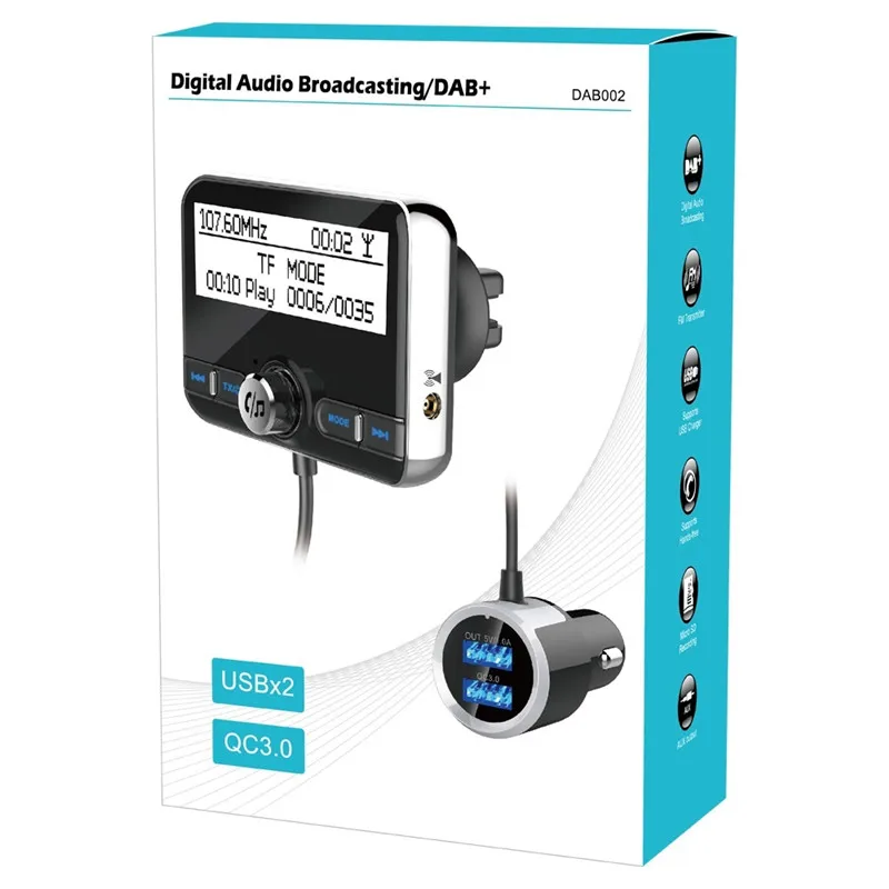 Автомобильный радиоприемник DAB Hands free Bluetooth автомобильный комплект fm передатчик QC