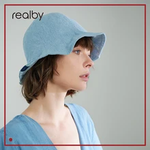 Летняя новая чистая небесно-голубая Рыбацкая шляпа Женская хлопковая Солнцезащитная шапочка для бассейна Милая пляжная унисекс KR04-133