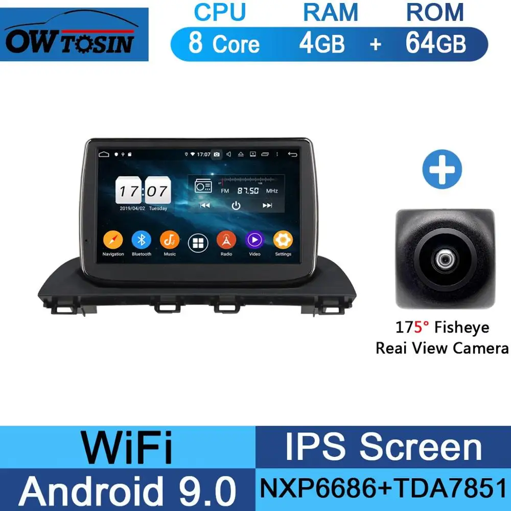 64G Fisheye Camera " ips 1920*1080 8 Core 4G ram+ 64G rom Android 9,0 автомобильный dvd-плеер для Mazda 3 мазда3 Axela DSP радио gps - Цвет: 64G Fisheye Camera