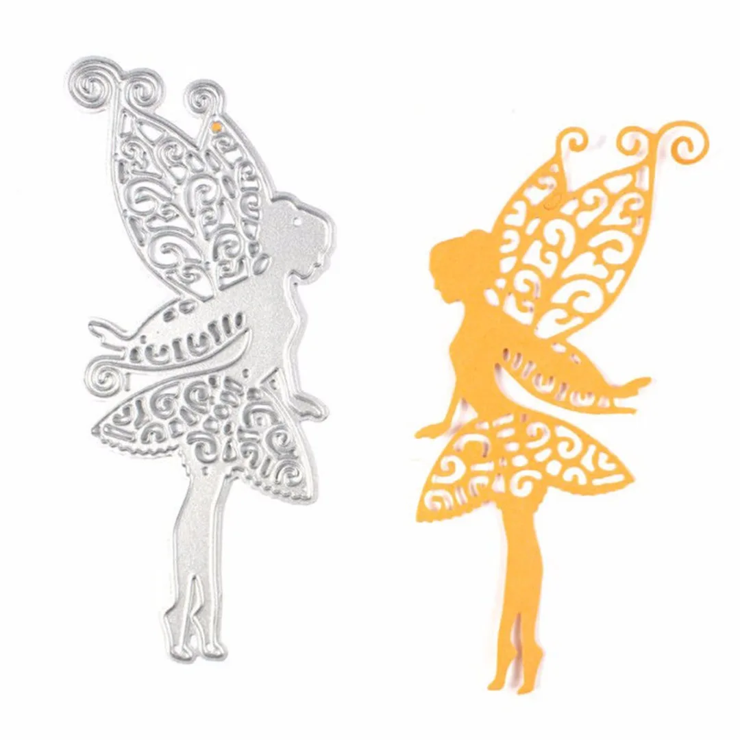 1Pc  Wing Flower Fairy Girl Cutting Dies Stencil DIY Scrapbooking Card Embossing