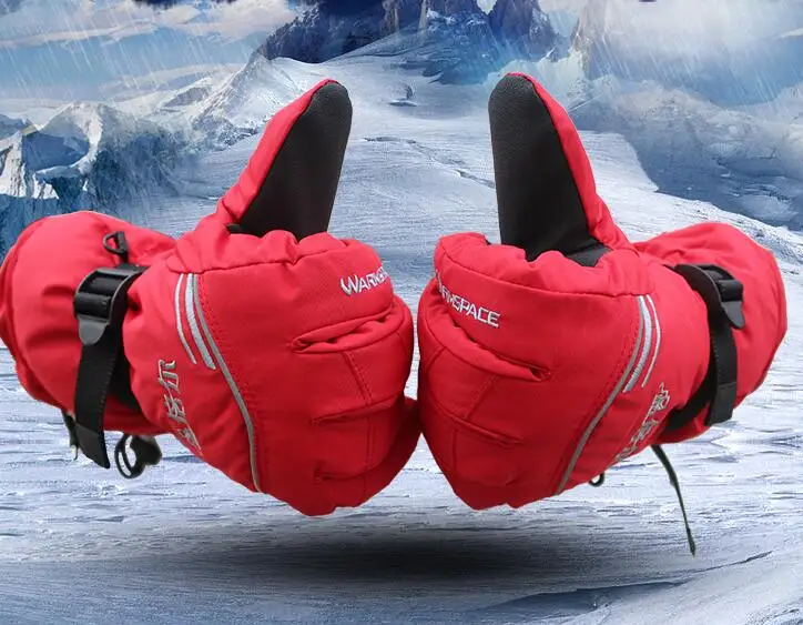 3800MAH зимние умные лыжные перчатки с электроподогревом литиевая батарея палец/рука назад САМОНАГРЕВАЮЩАЯСЯ, 3 шестерни термостатическая 6-12h - Цвет: Red