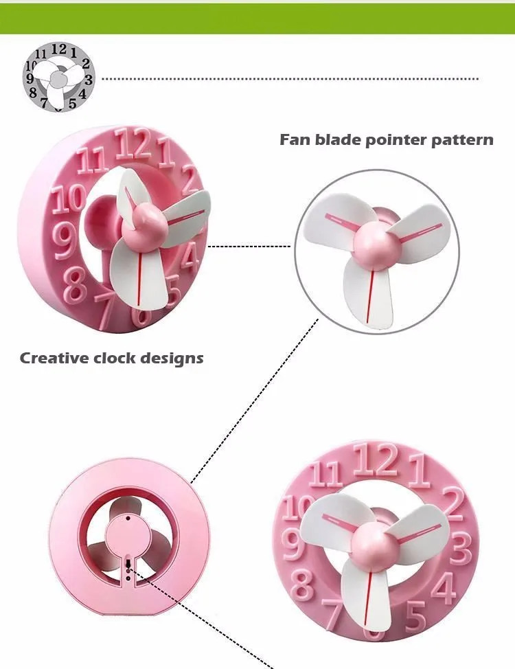 Модные часы Поклонники удобный мини USB Перезаряжаемые зарядки вентилятор кондиционер для домашнего офиса школы