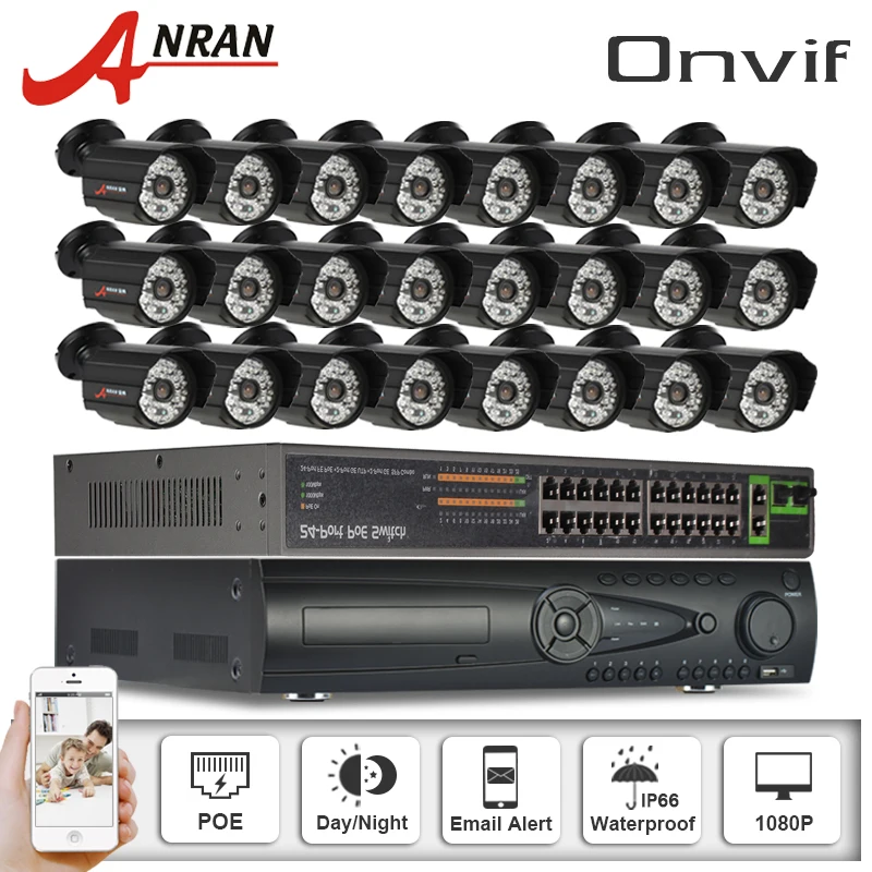 

9TB HDD 24CH NVR Network CCTV Security System Video Surveillance 1080P 2.0 MP HD Night Vision IR Outdoor CCTV POE IP Camera Kit