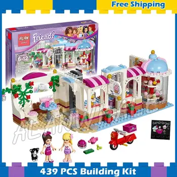 

439pcs Friends Heartlake City Cupcake Cafe Model Building Blocks 10496 Stephanie Sets Bricks Waitress Toys Compatible With Lago