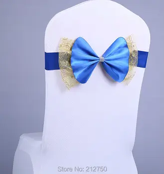 

Free shipping 20pcs/lot Elastic bow wedding chair decoration lace chair sash wedding chair bows Z3632