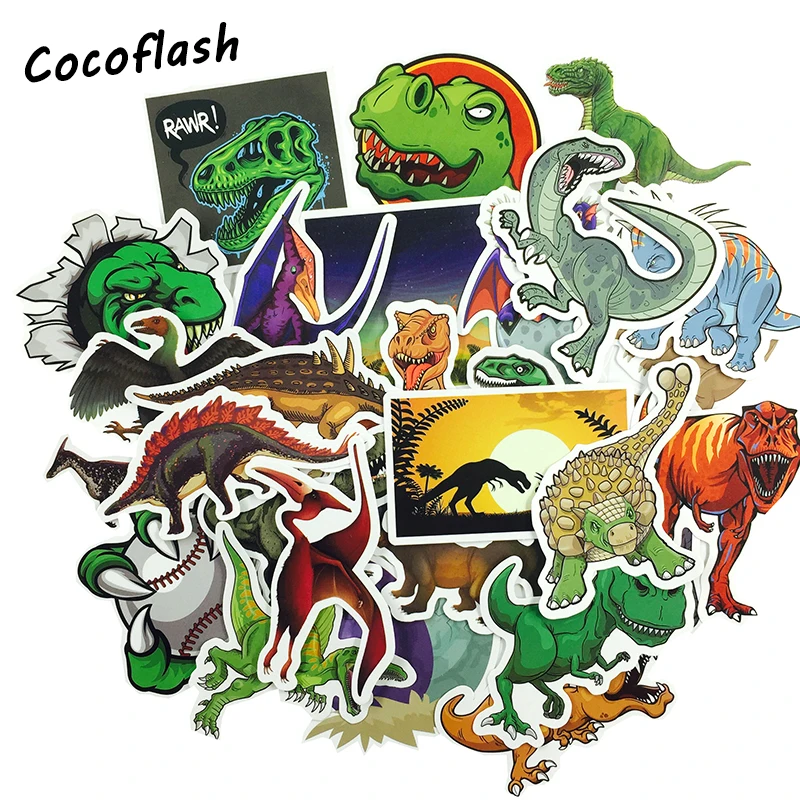 50Pcs Jurassic Park Dinosaur Sticker Cartoon Animal Educational Toys Stickers for Laptop Skateboard Motorcycle Toy Stickers