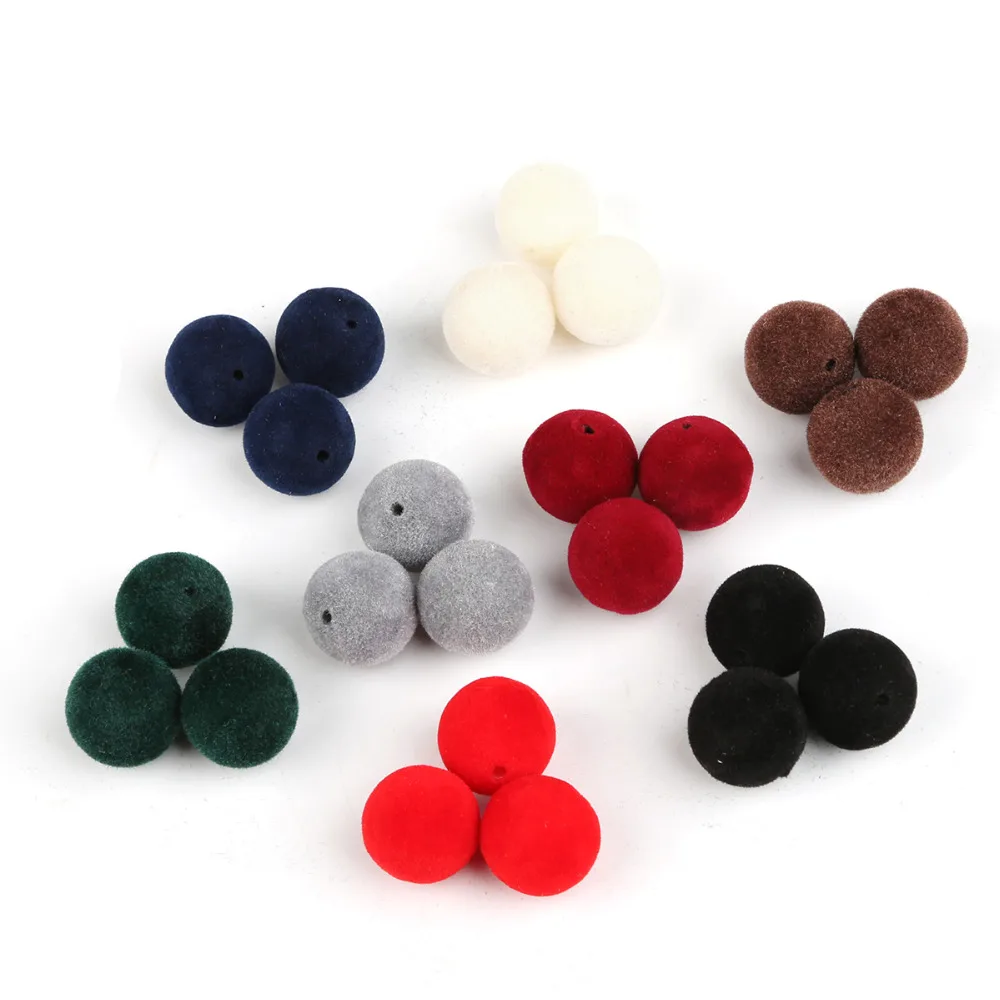 10 Velvet Black Beads Felt Ball Round 24mm Craft Jewellery Making