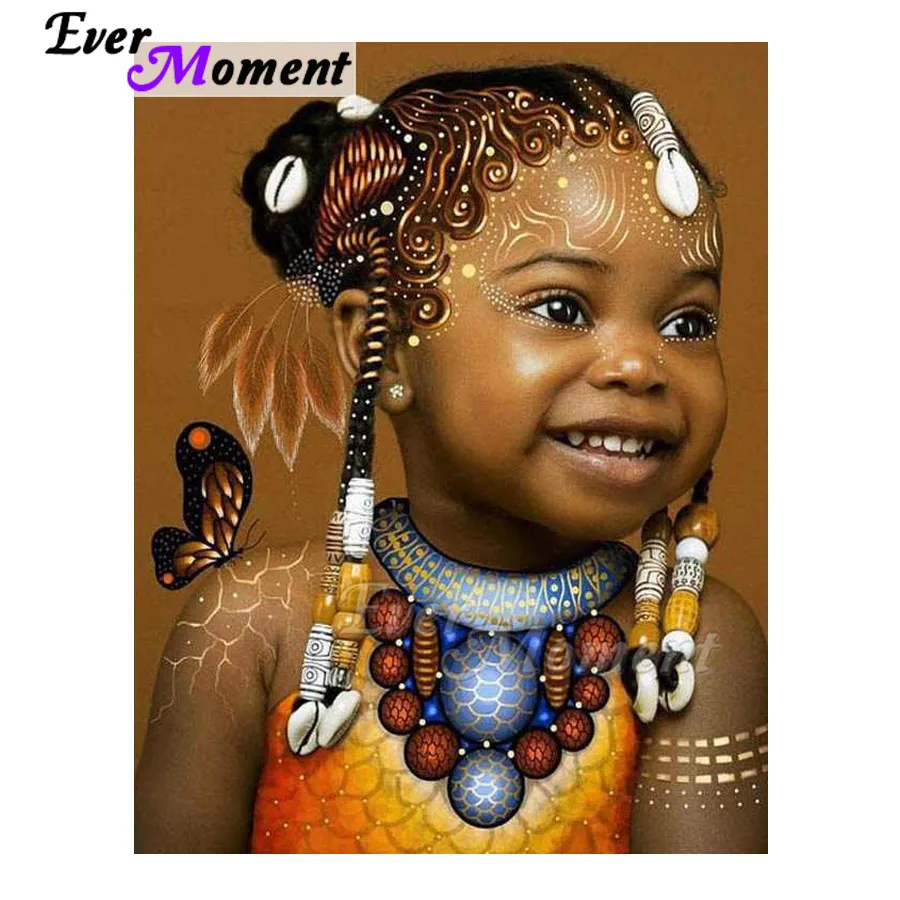 

Ever Moment Diamond Painting Africa Smile Girl Picture Of Rhinestone Cross Stitch 5D DIY Mosaic Diamond Embroidery 3F1172