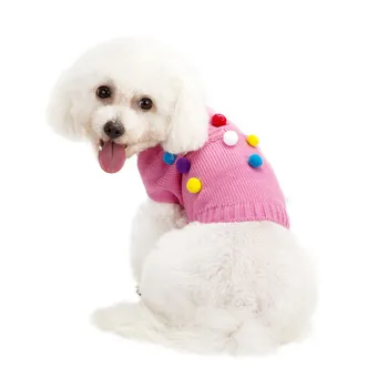 

Cute High Quality Winter Dog Sweater Pet Clothes Color Ball Pocket Design Warm Soft Coat for Puppy Dogs Cats