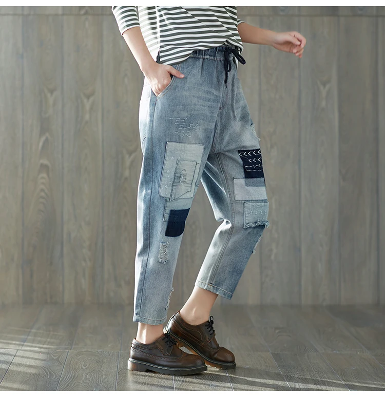 Дешевая новинка осень зима горячая распродажа женские модные повседневные джинсовые брюки MC133