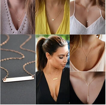 

2018 Hot Fashion Zinc Alloy Chain Bar layer Necklace Casual Beads Leaf Long Strip Pendants Gifts Women Necklaces Jewelry