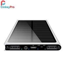CinkeyPro Solar Power Bank For XiaoMi iPhone 13000mAh Aluminum Portable Charger Powerbank 2 Ports USB Backup External Battery