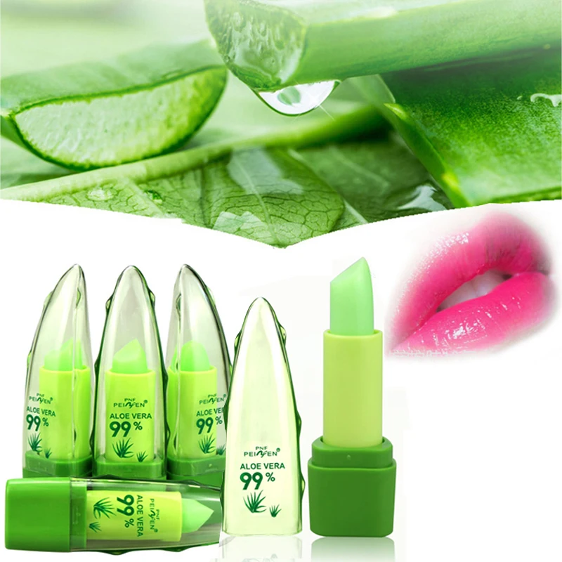 

New Natural 99% ALOE VERA Moistourizing Lips Batom Jelly Lipstick Long Lasting Temperature Change Color Lipstick Makeup 1pcs