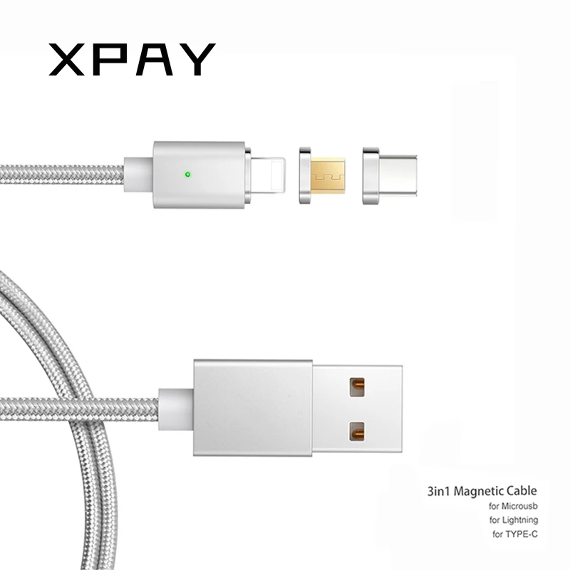 

Magnetic Charger USB Data Cable for iPhone Micro USB E04 Type C Mobile Phone Quick Charge Magnetic Charger USB Cable 3 Plug