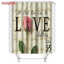 WONZOM Love Shower Curtain Fabric Bathroom Decor Decoration Flower Cortina De Bano Polyester Rose Bath Curtain With Hooks Gift WONZOM Love Shower Curtain Fabric Bathroom Decor Decoration Flower Cortina De Bano Polyester Rose Bath Curtain With Hooks Gift