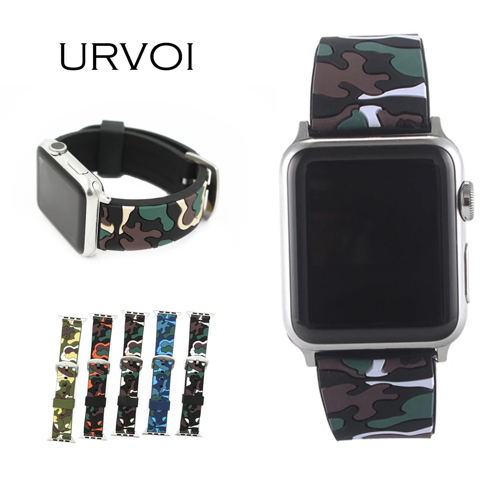 Спортивный ремешок URVOI CAMO для apple watch series 6 SE 5 4 3 iWatch из мягкого силикона запасная