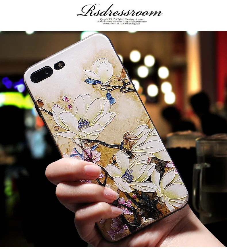 Case For Huawei P10 honor9 lite Embossed honor8 Black Drop Magnolia Jellyfish Relief Floral TPU Soft Case P9 mate910lite V9 V10 (3)