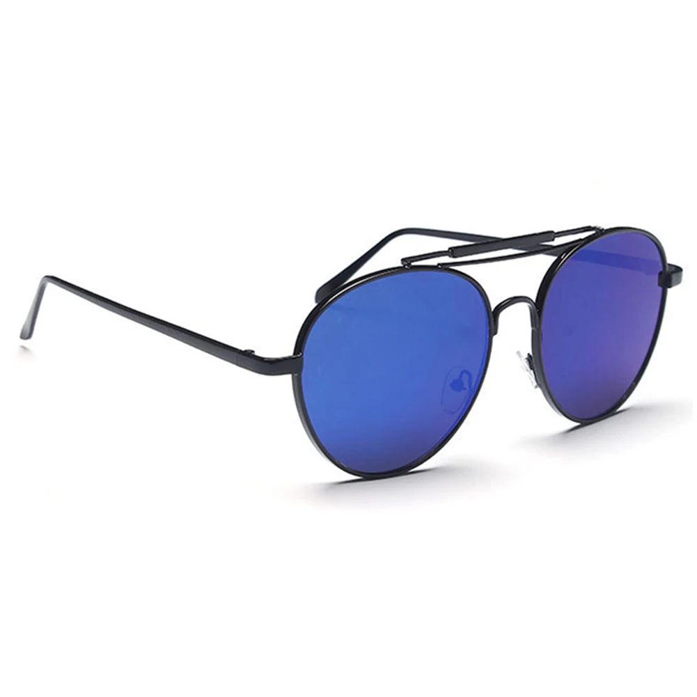 Retro dual-beam Sunglasses(black frame Blue mercury)