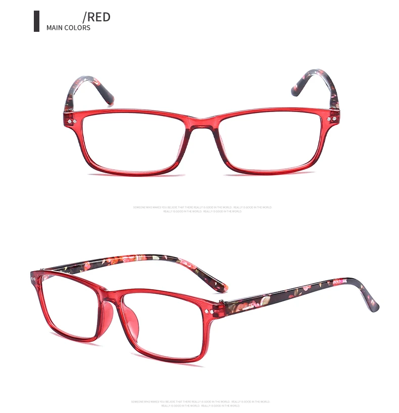 AORON квадратный очки для чтения женщин для мужчин увеличительные защитные очки Поликарбонат видения ясно дальнозоркостью легкий диоптрий+ 1,0 до 4,0 - Frame Color: 4