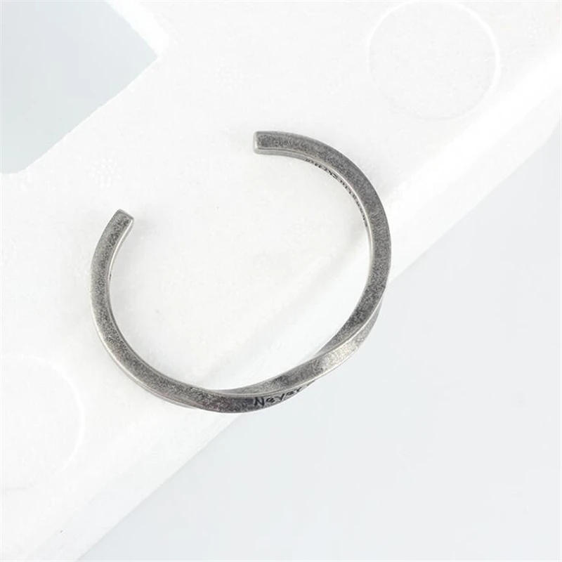 Винтажный Браслет манжета из нержавеющей стали с надписью NEVER GIVE UP|bracelet bangle for