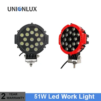 

2pcs 7Inch 51W Car Round LED Work Light 12V 24V Spot Flood Beam For 4x4 Offroad Truck Tractor ATV SUV Driving Lamp