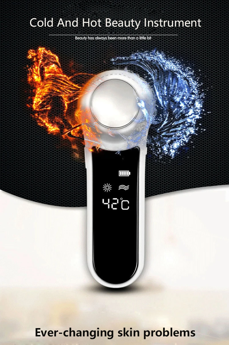 Quente e Frio Cuidados com a Pele Ferramenta de Beleza Cryotherapy Ultra-sônico Martelo Rosto Levantamento Facial Massageador 6 - 45 Graus Alternadamente Encolher Poros 2 Beleza e saúde